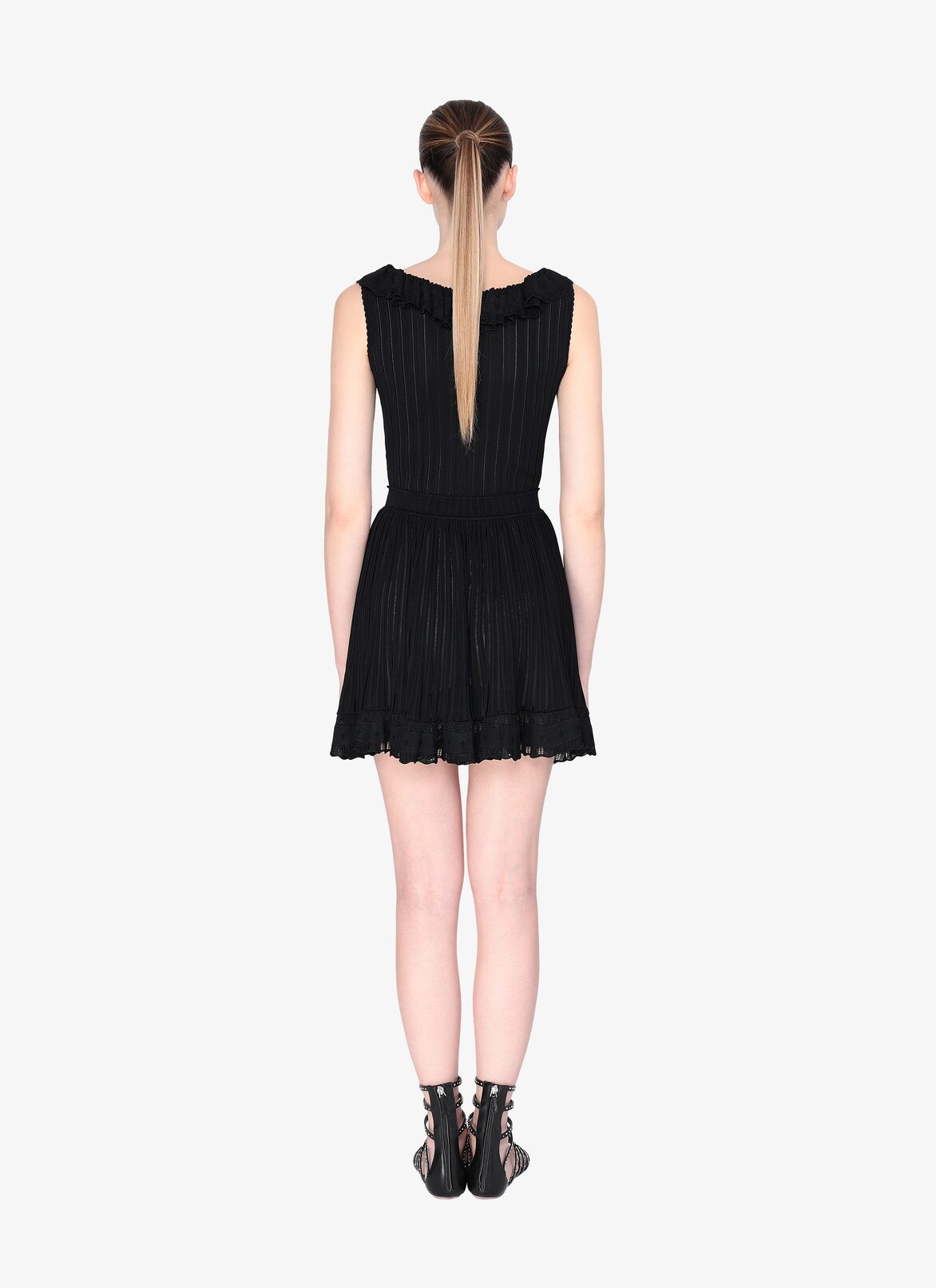ROBE-MINI SANS MANCHES FALBALAS EDITION NOIR ALAÏA NOIR  ROBE-MINI SANS MANCHES FALBALAS EDITION NOIR